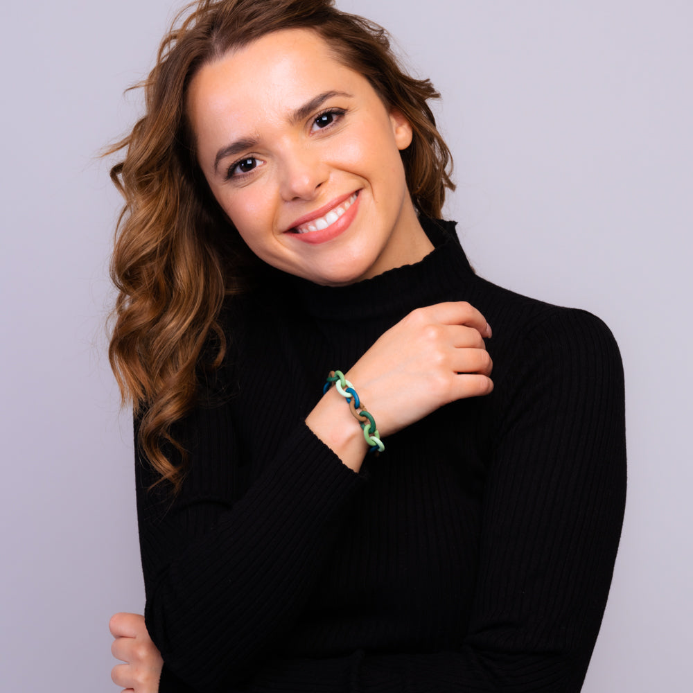 Green Rainbow Silver Bracelet