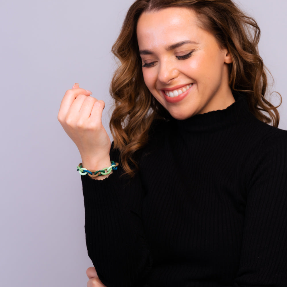 Green Rainbow Silver Bracelet