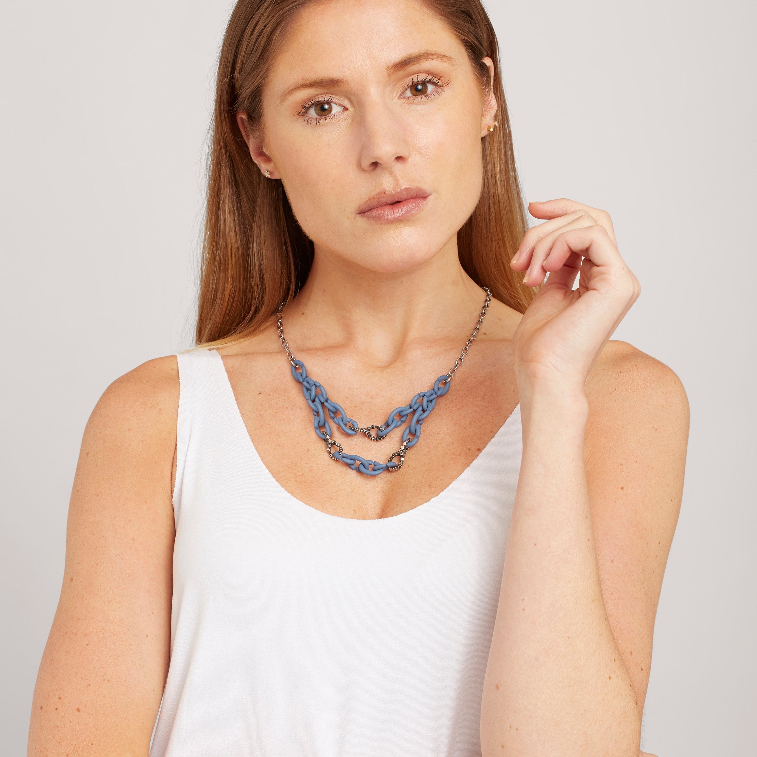 Bold Blue Chain Necklace