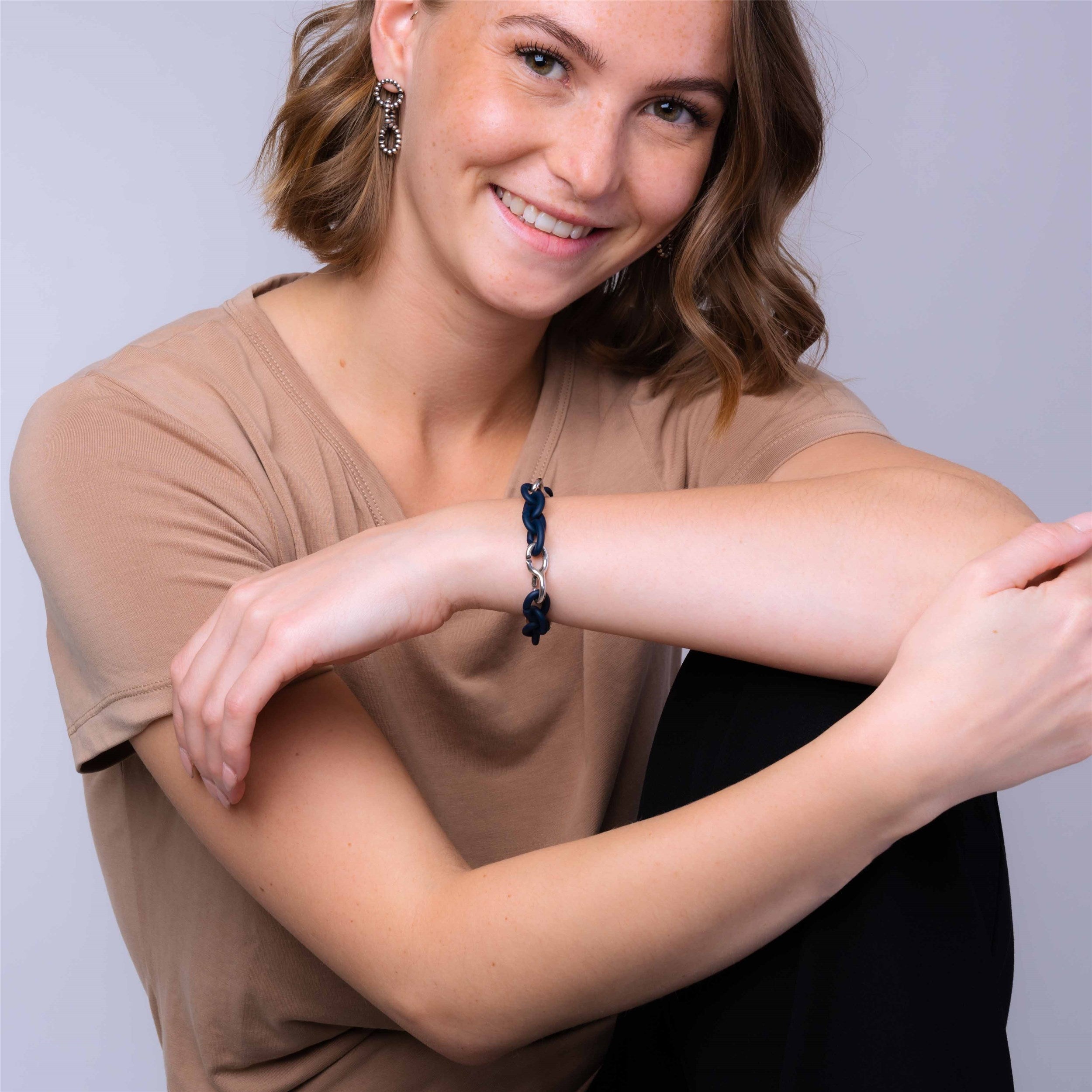 Steel Blue Pop Silver Bracelet