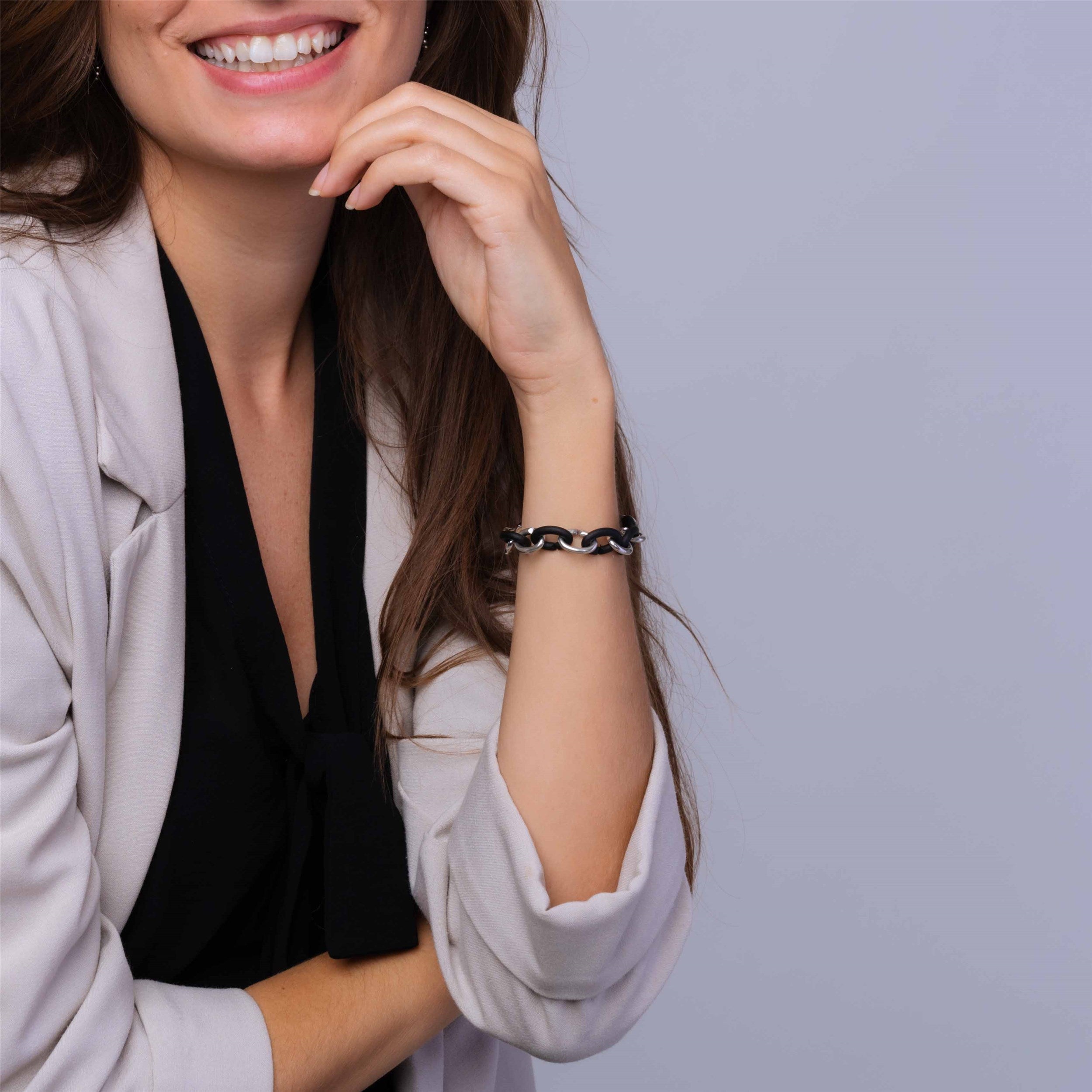 Black Half Silver Bracelet