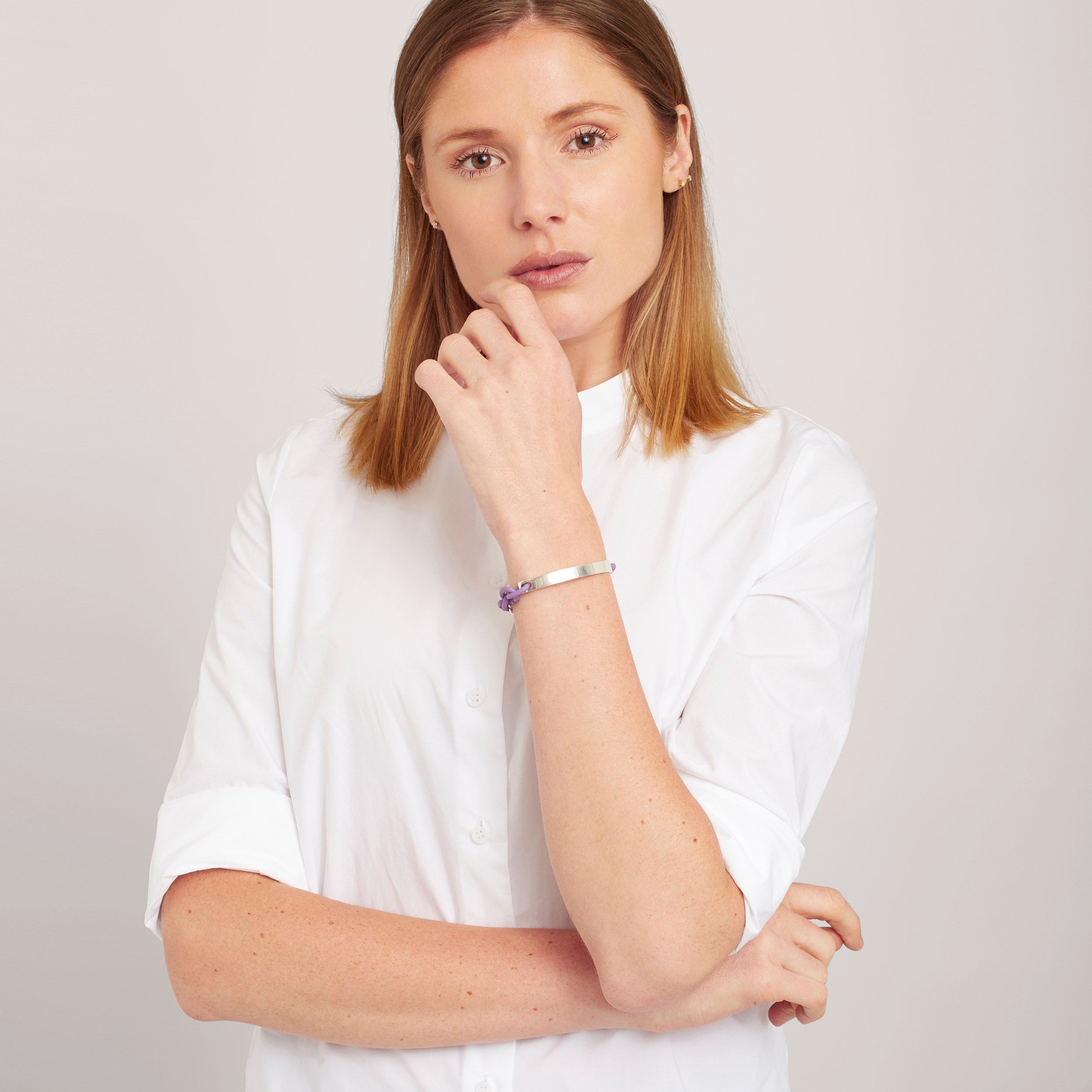 Velvet Lilac Silver Bangle Bracelet, Large