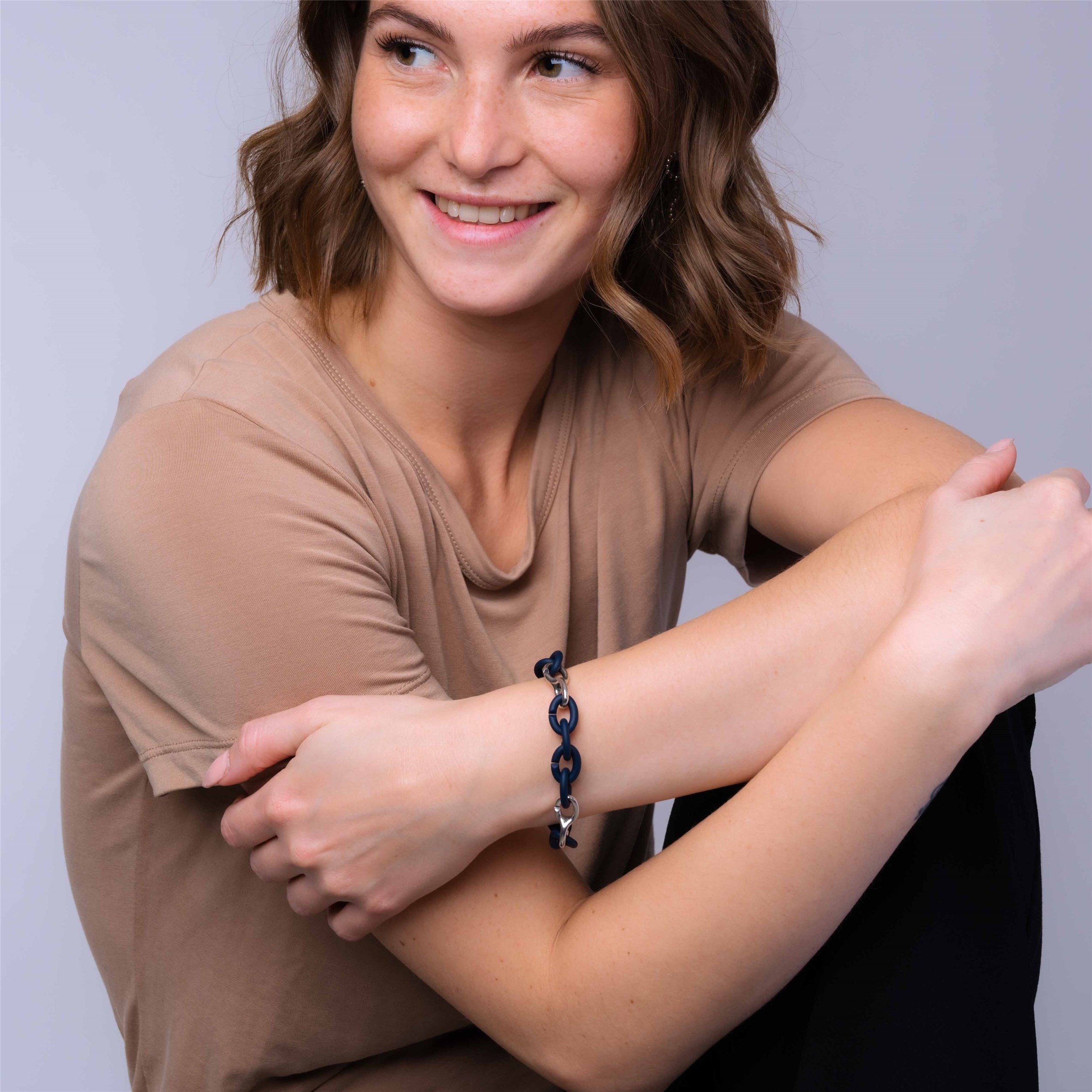 Steel Blue Pop Silver Bracelet