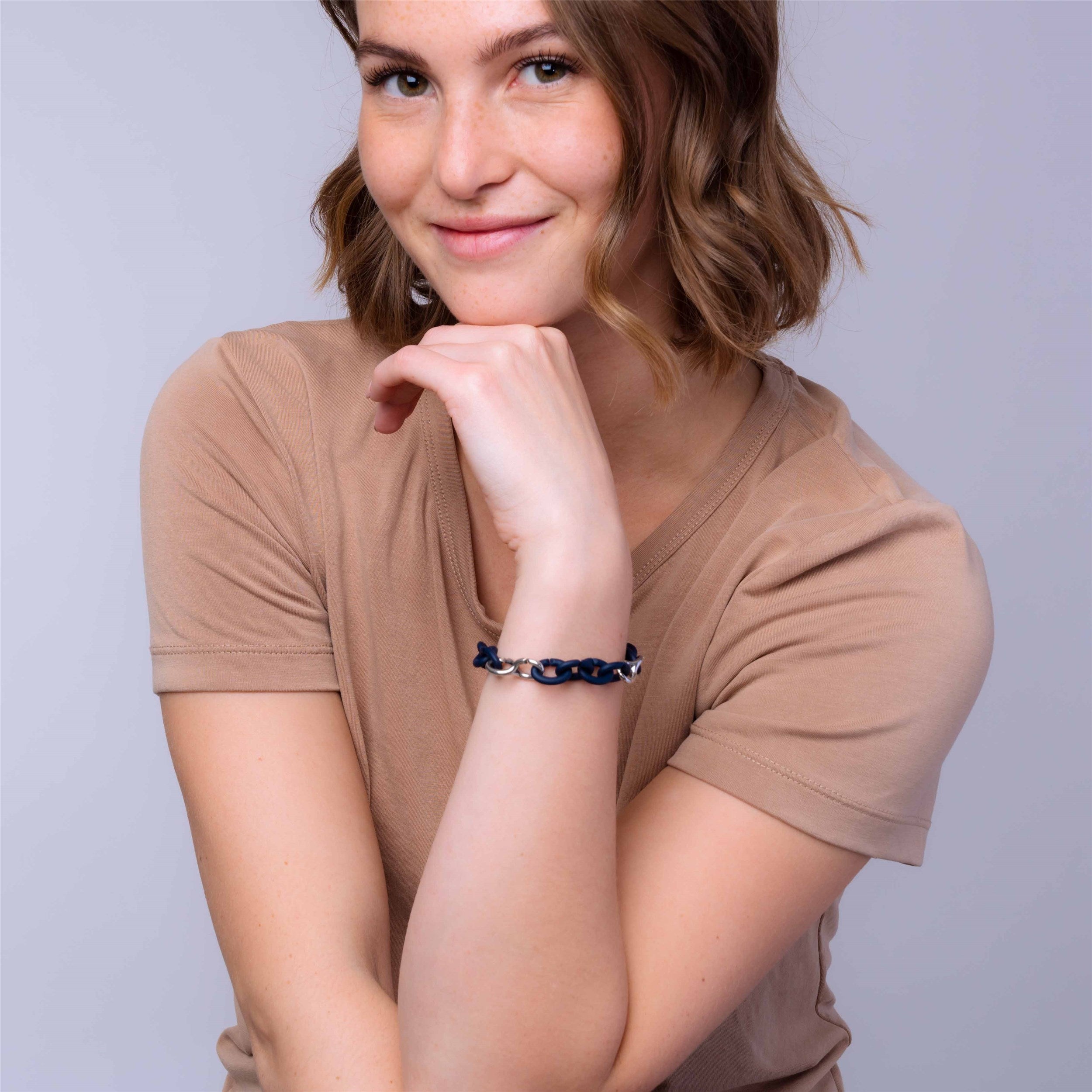 Steel Blue Pop Silver Bracelet