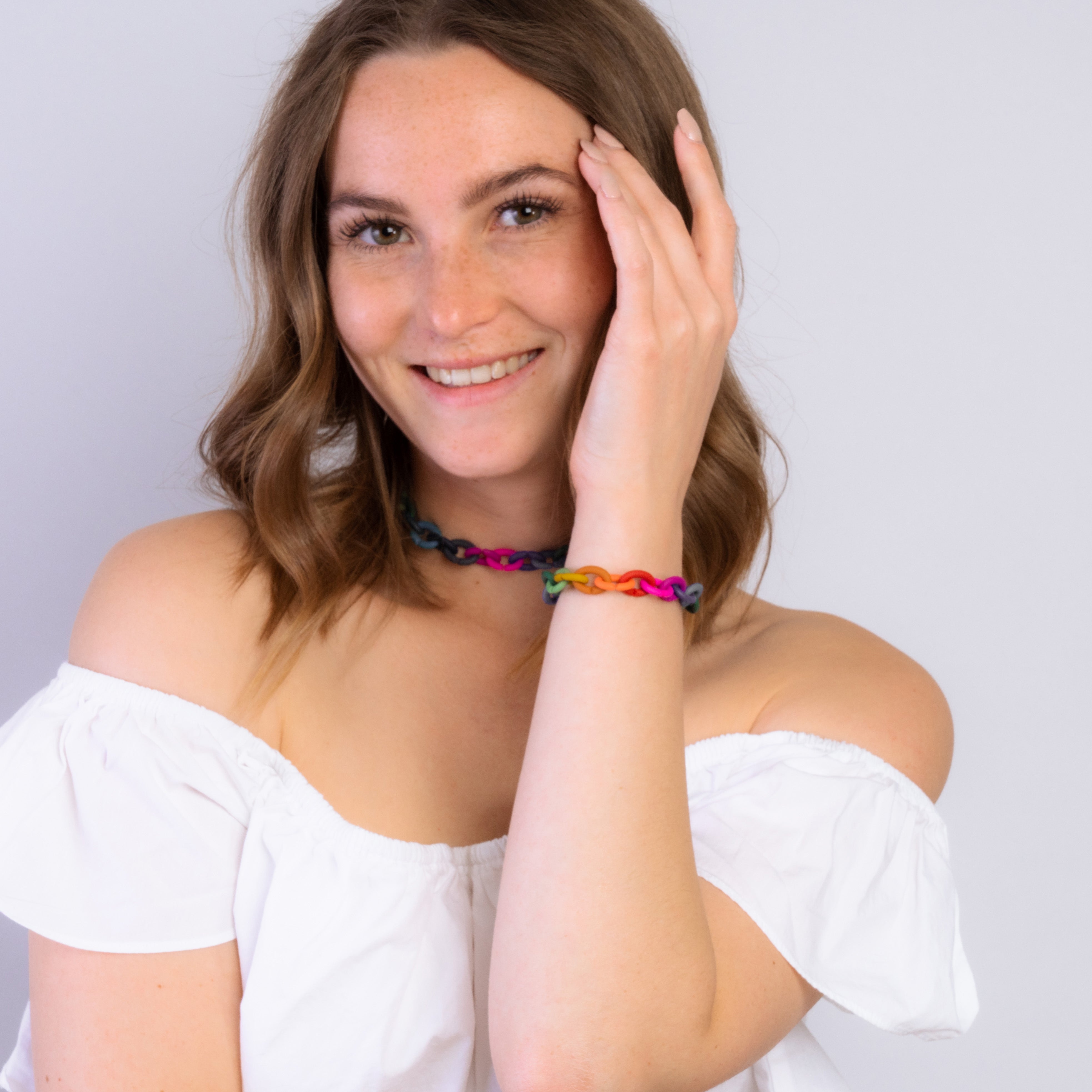 Bright Rainbow Silver Bracelet