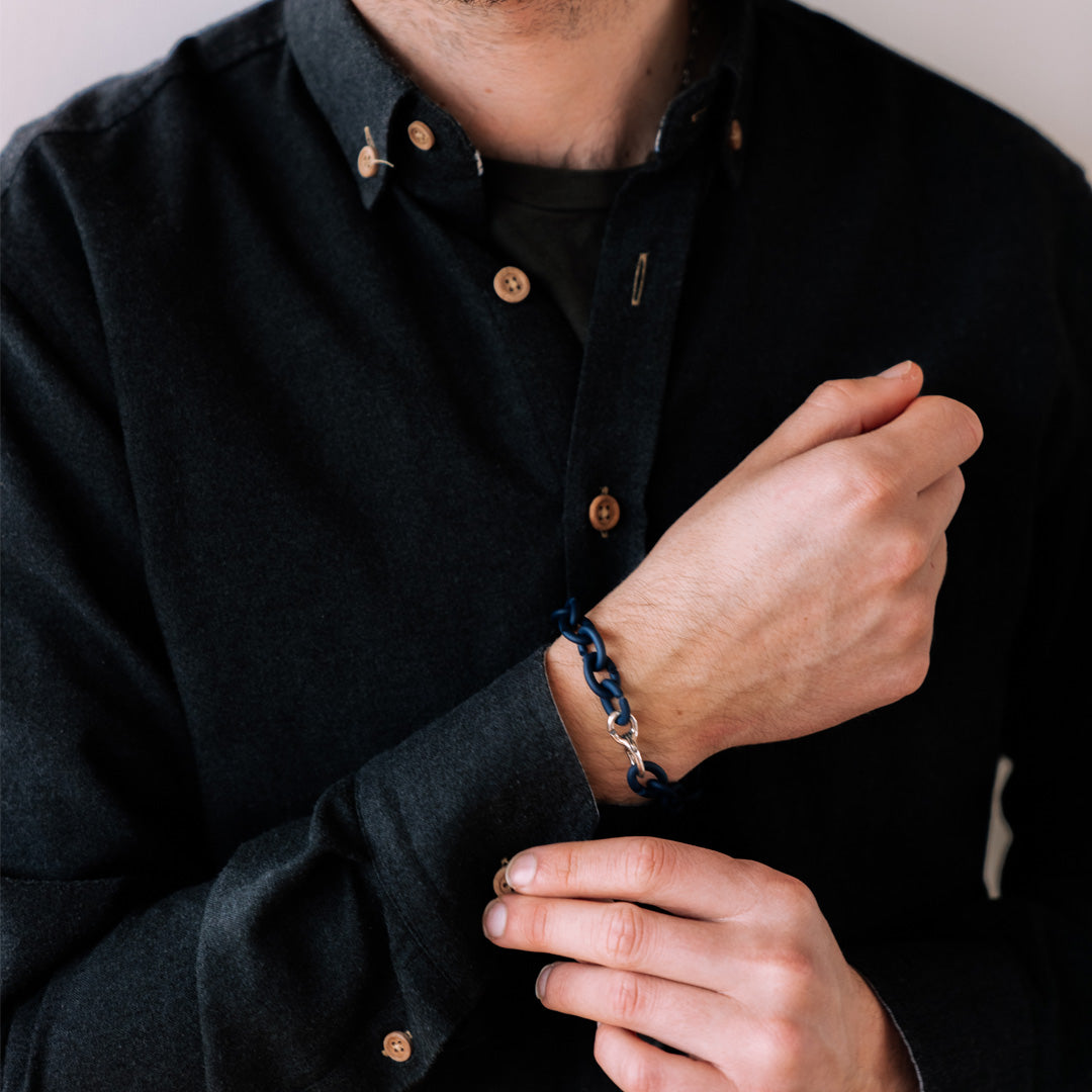 Steel Blue Silver Bracelet