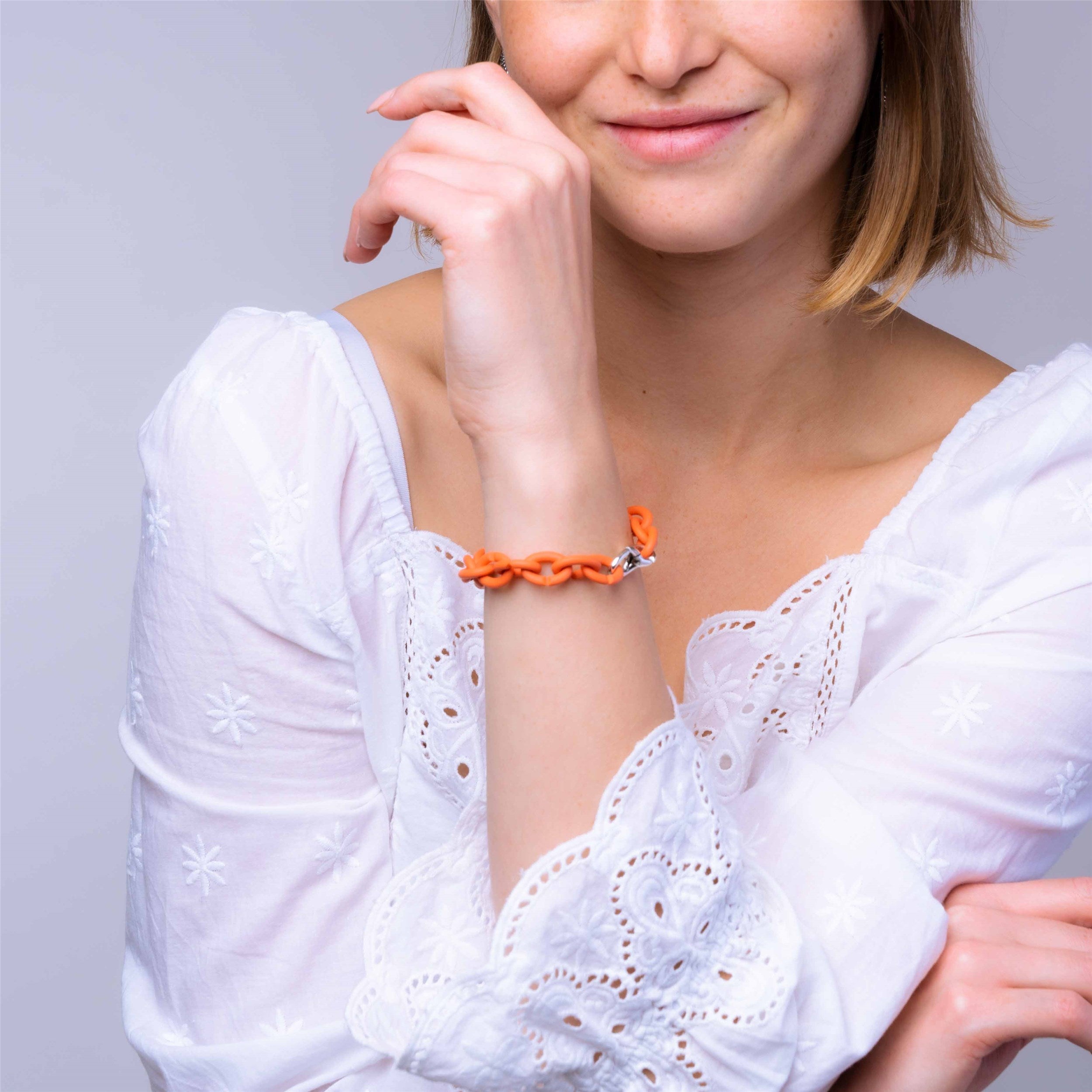 Soft Apricot Silver Bracelet