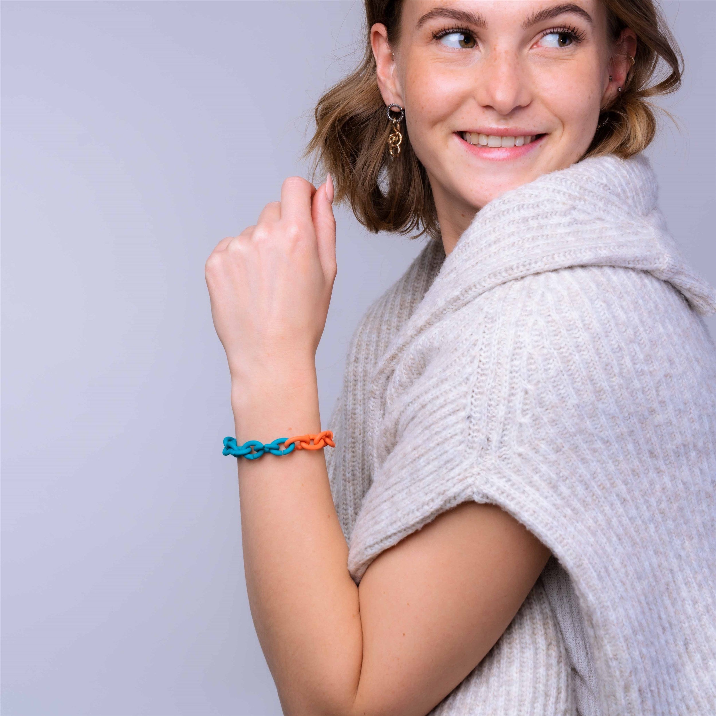 Turquoise Apricot Rubber Bracelet