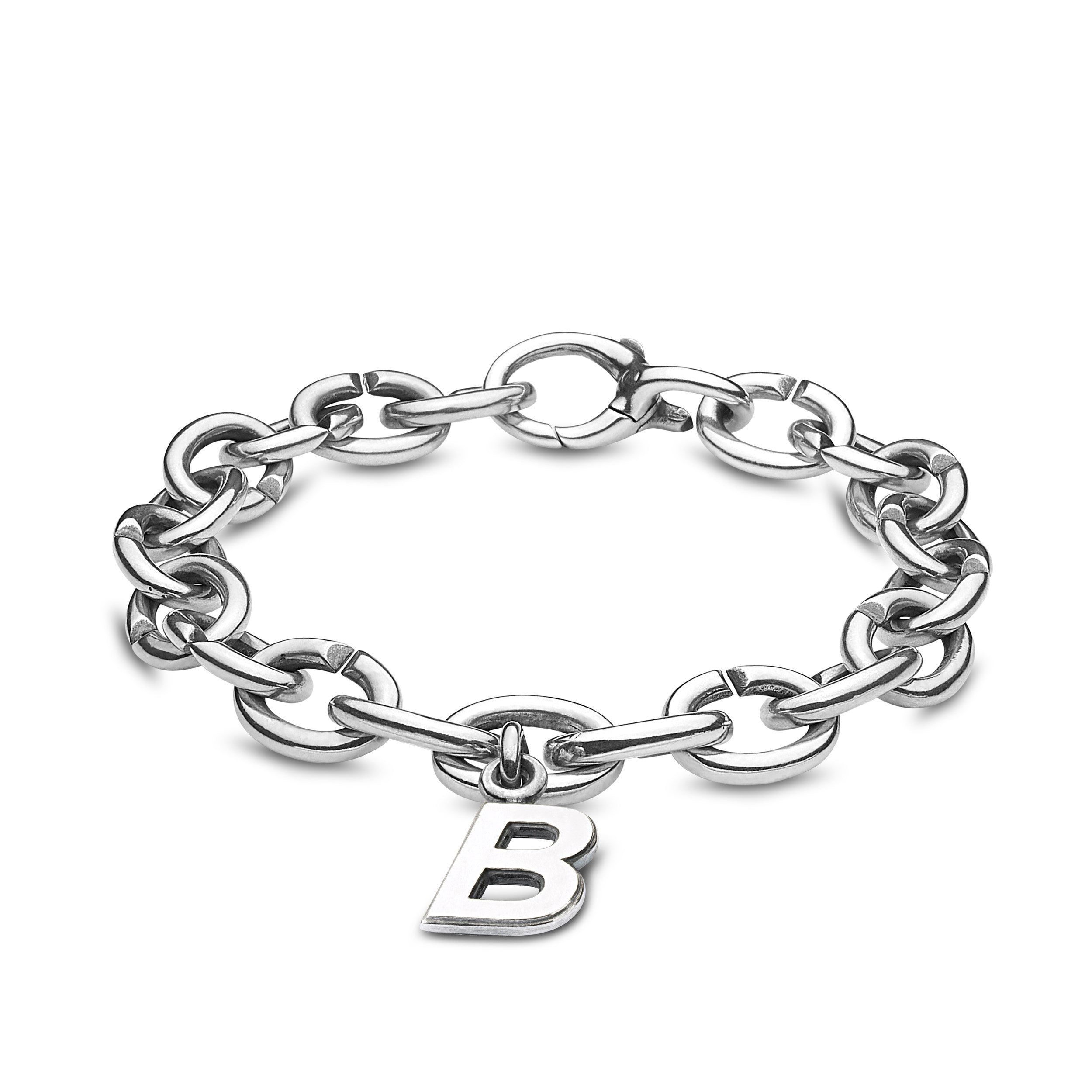 B, Silver Link Charm